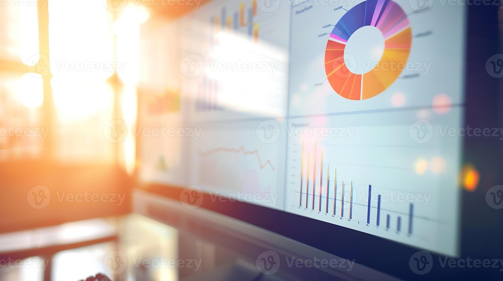 A person is looking at a computer screen with graphs and charts photo