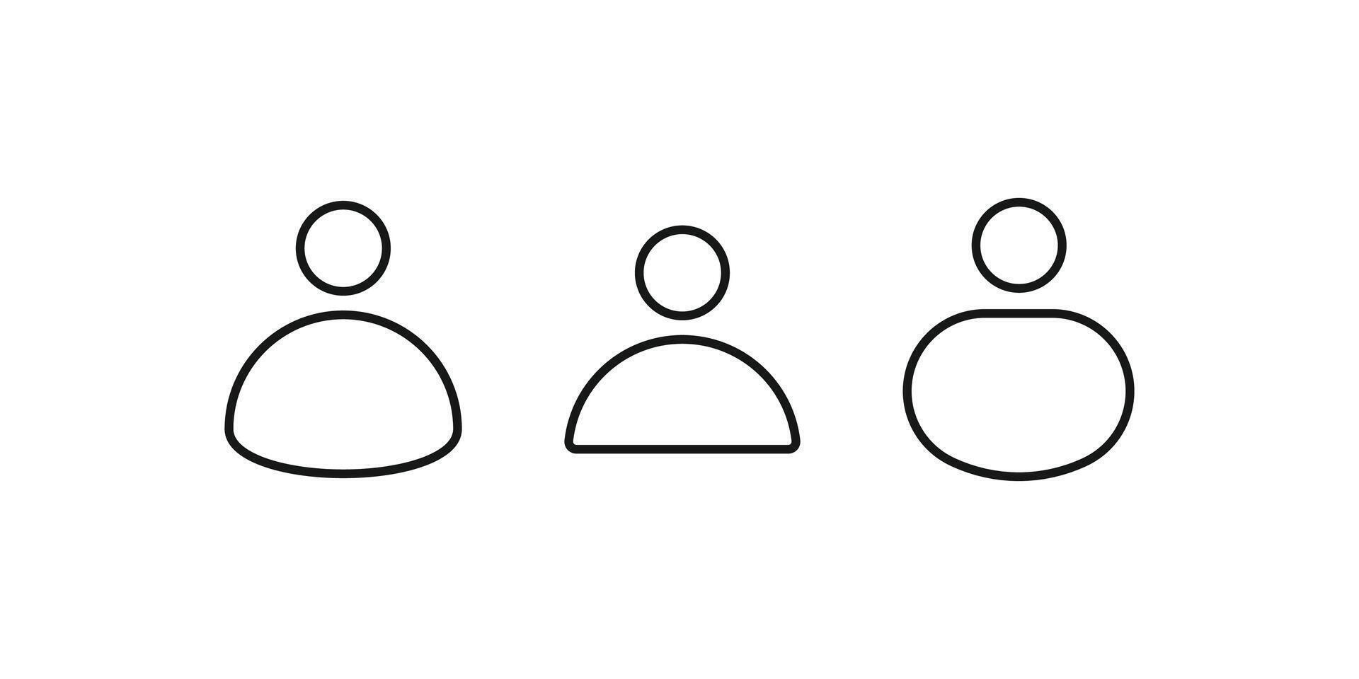 A minimalist user icon set in a simple outline style. These flat design profile icons are perfect for login, account, and avatar placeholders in web and app interfaces vector