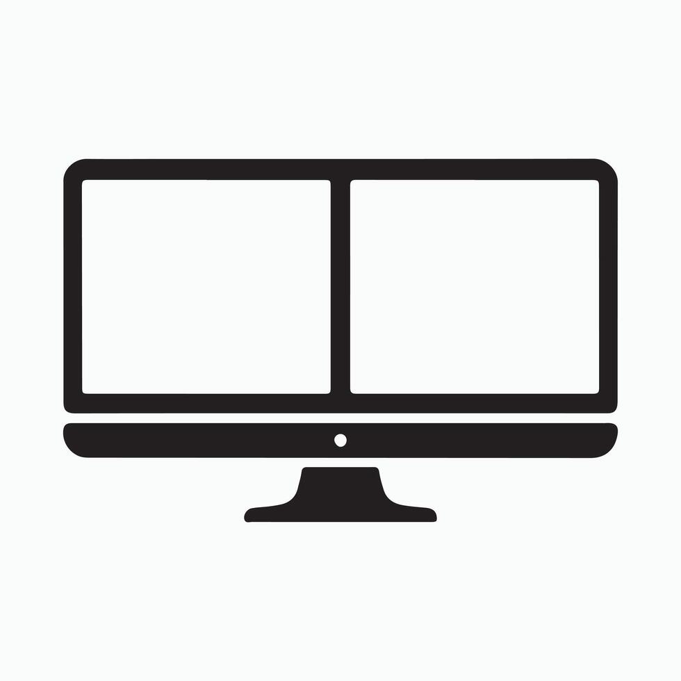 Monitor with dual display solid icon design vector