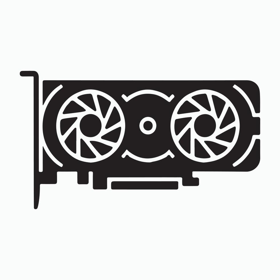 Graphics card GPU hardware solid icon vector