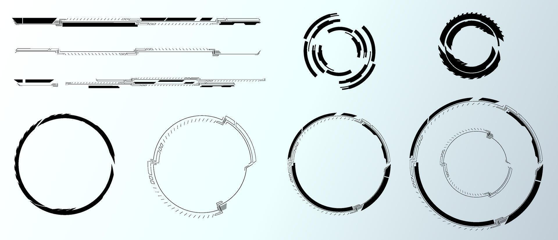 Intricate patterns showcase a mix of circular and linear forms against a light backdrop. The design emphasizes symmetry and contrasts, inviting visual exploration and interpretation. vector