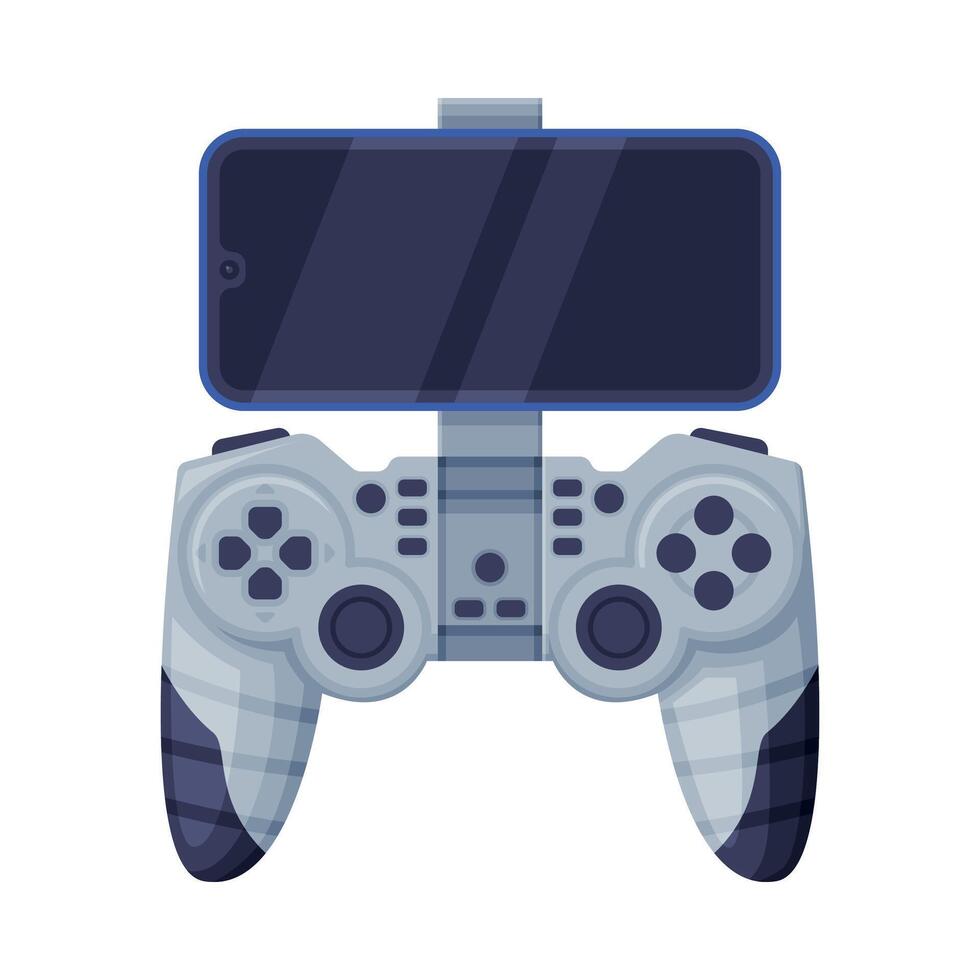 Game Controller with Smatphone Display, Modern Game Console Cartoon Illustration vector