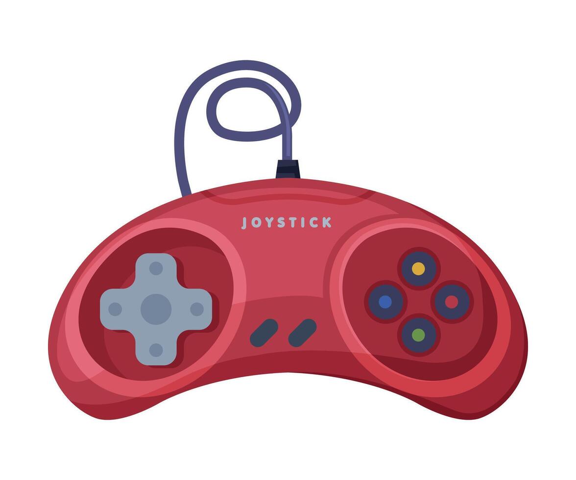 Red Game Console Controller, Joystick of Modern Game Console Cartoon Illustration vector
