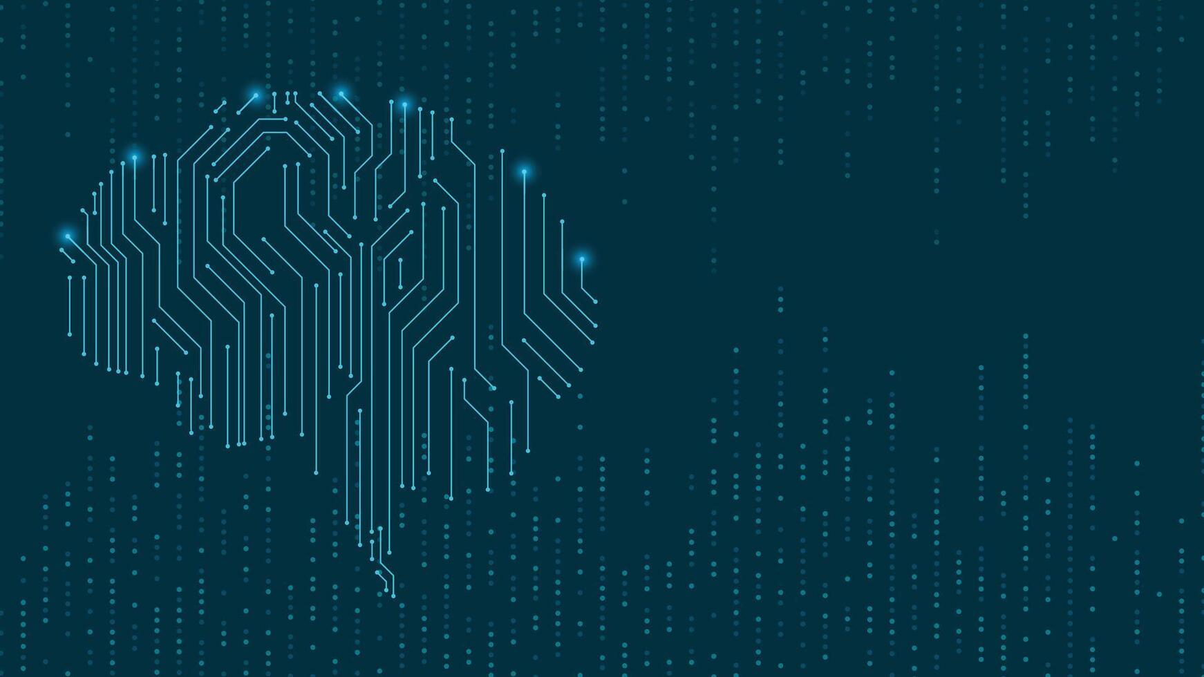 Abstract digital brain background featuring glowing circuit lines and futuristic technology design, perfect for innovation, AI, and modern tech themed projects vector