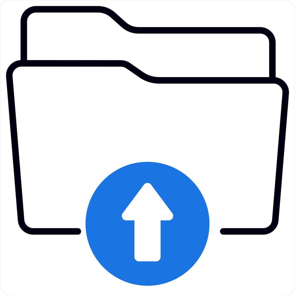 Upload Folder and Folder icon concept in blue color vector
