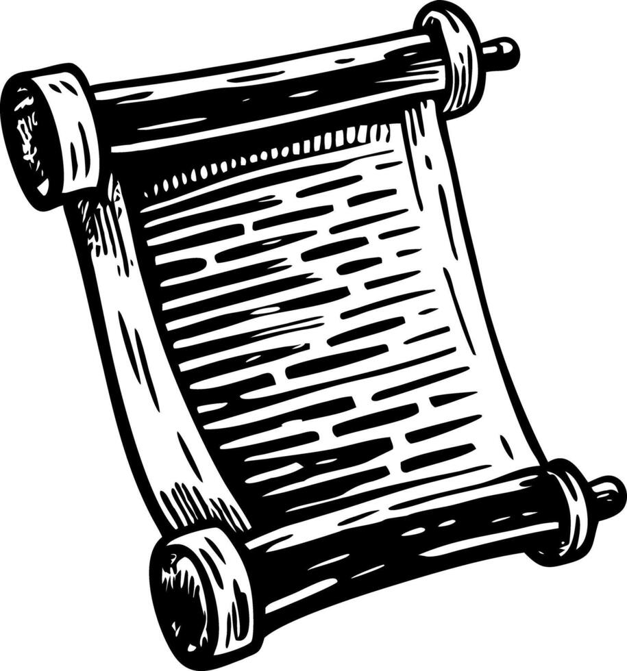 A sketchy style illustration showing a paper scroll vector