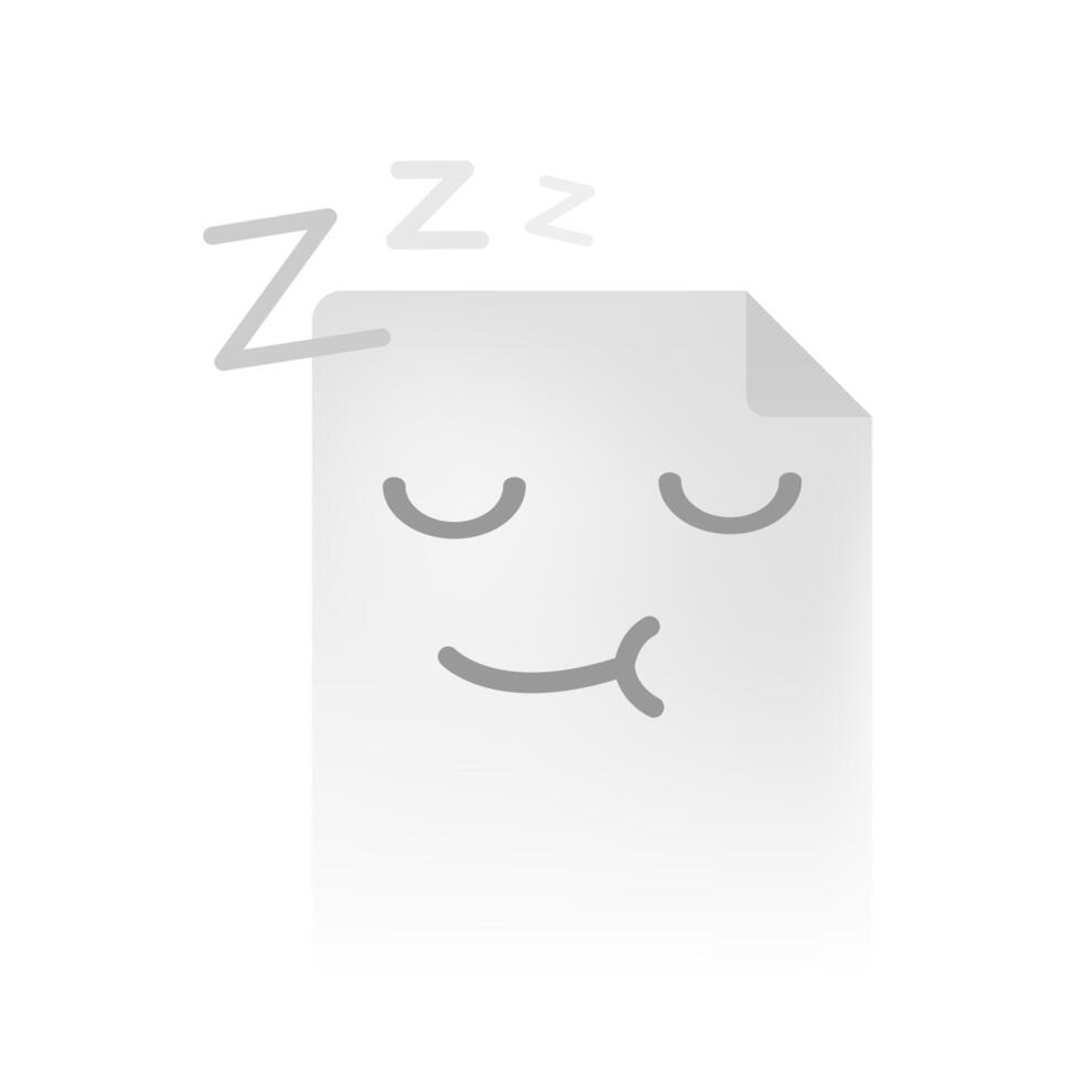 illustration of document silhouette with sleepy face expression. no project, no task, empty file, or pending work. Minimal flat design concept for website, app interface, project management vector