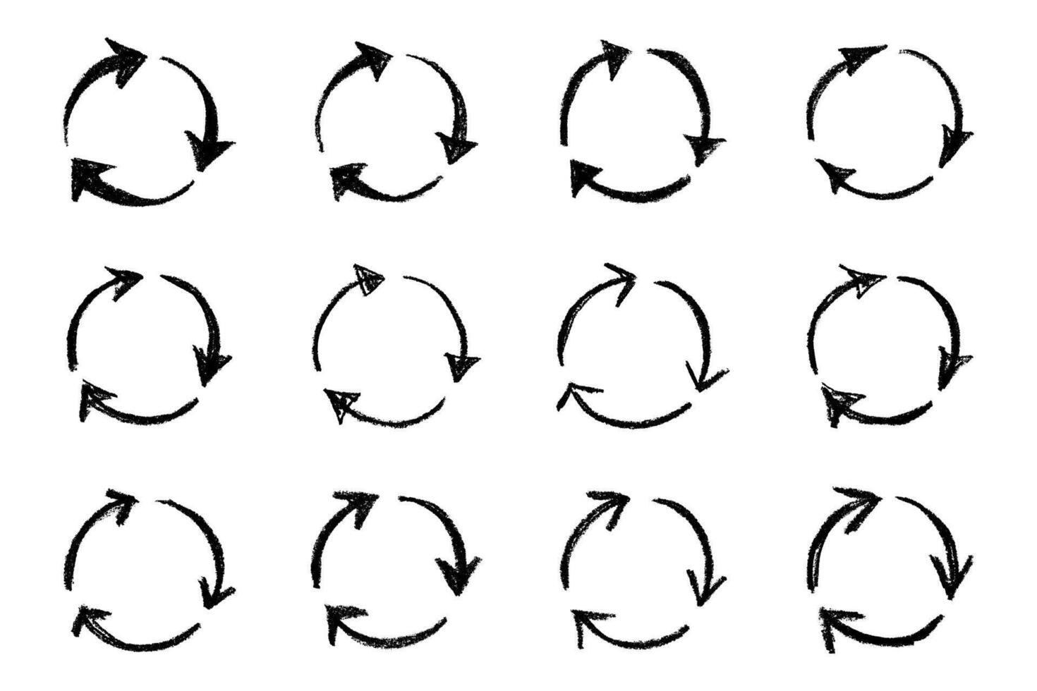 rotation organic Set of hand drawn recycle arrow icon Recycling resources symbol Reuse of materials, zero waste, green environment, saving the planet vector