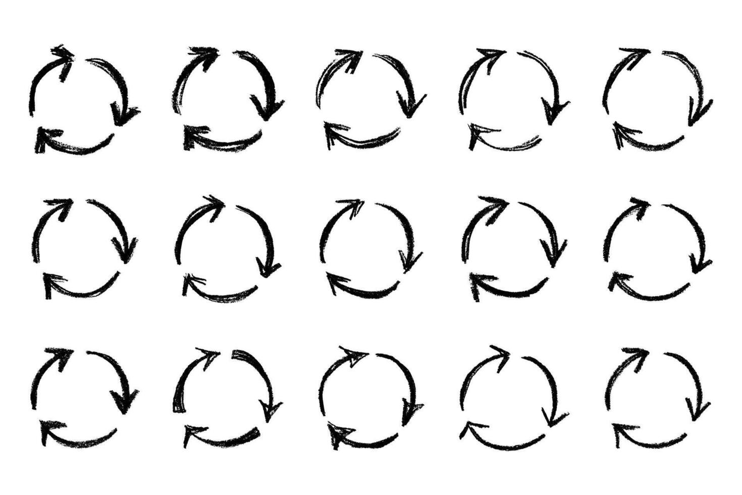 rotation rotation Set of hand drawn recycle arrow icon Recycling resources symbol Reuse of materials, zero waste, green environment, saving the planet vector