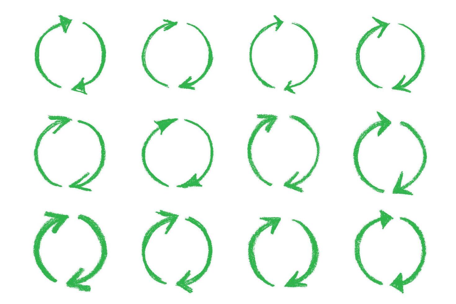 rotation pollution Set of hand drawn recycle arrow icon Recycling resources symbol Reuse of materials, zero waste, green environment, saving the planet vector