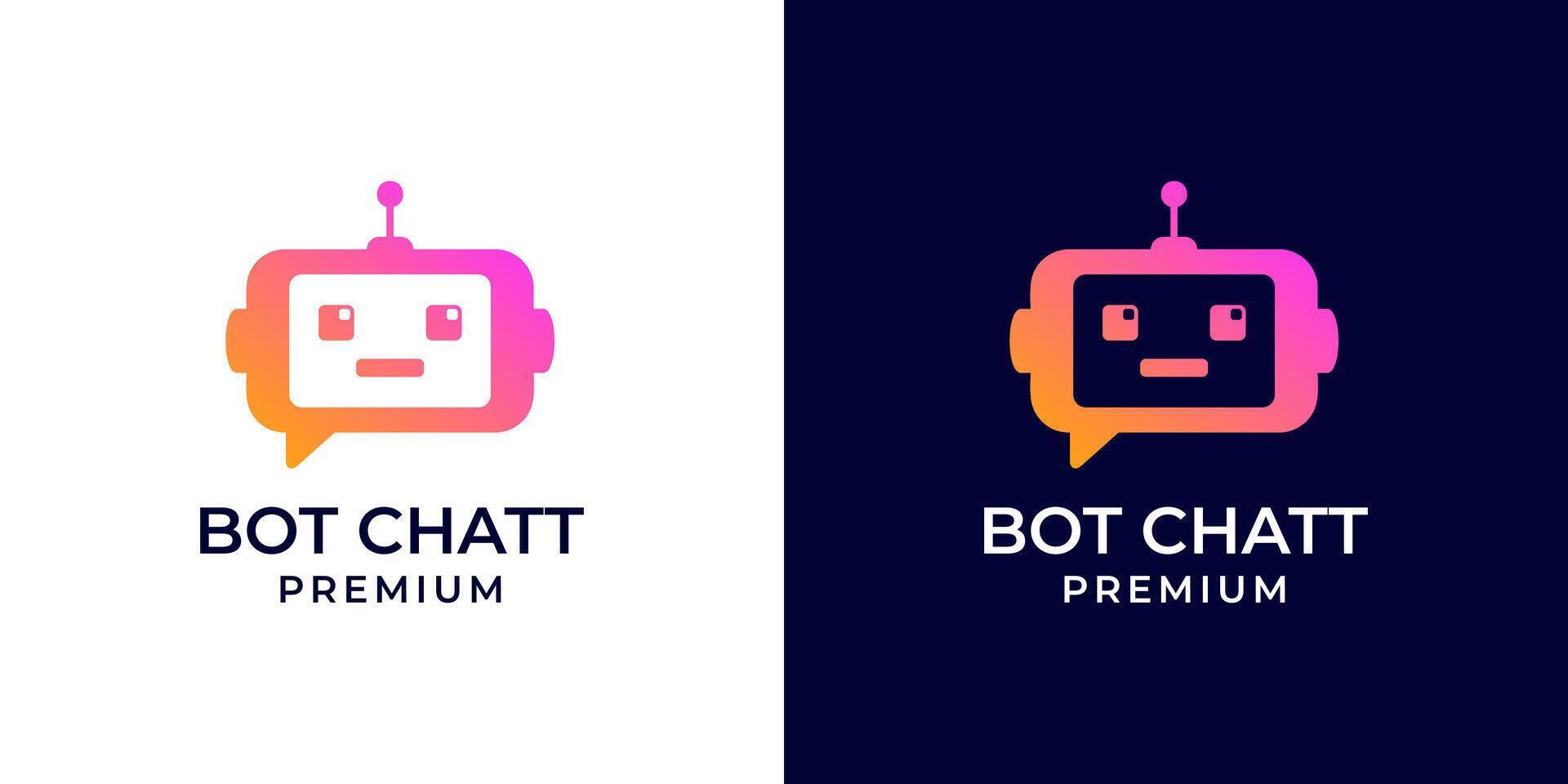 Chat Bot logo design concept. Robot head logo with speech bubble. Virtual smart assistant Bot icon. Customer support service Chat Bot icon symbol. illustration vector