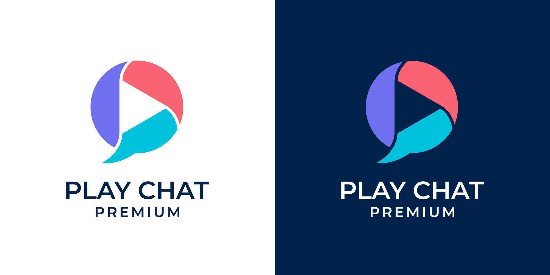 chat app icon lens camera illustration. Play chat button logo design. Play icon circle shape. Suitable for business, technology, internet, mobile app. vector