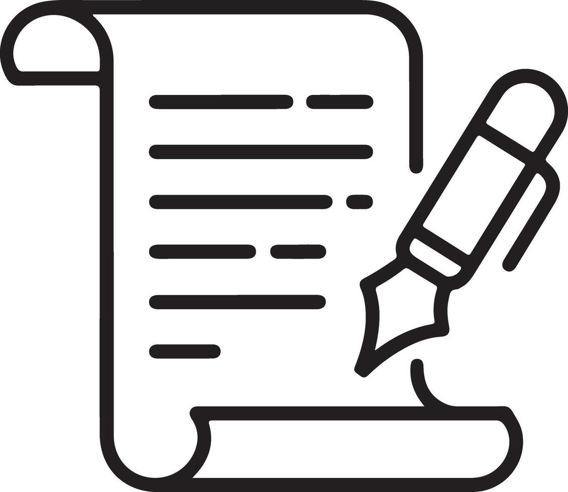 Scroll document with quill pen writing text vector