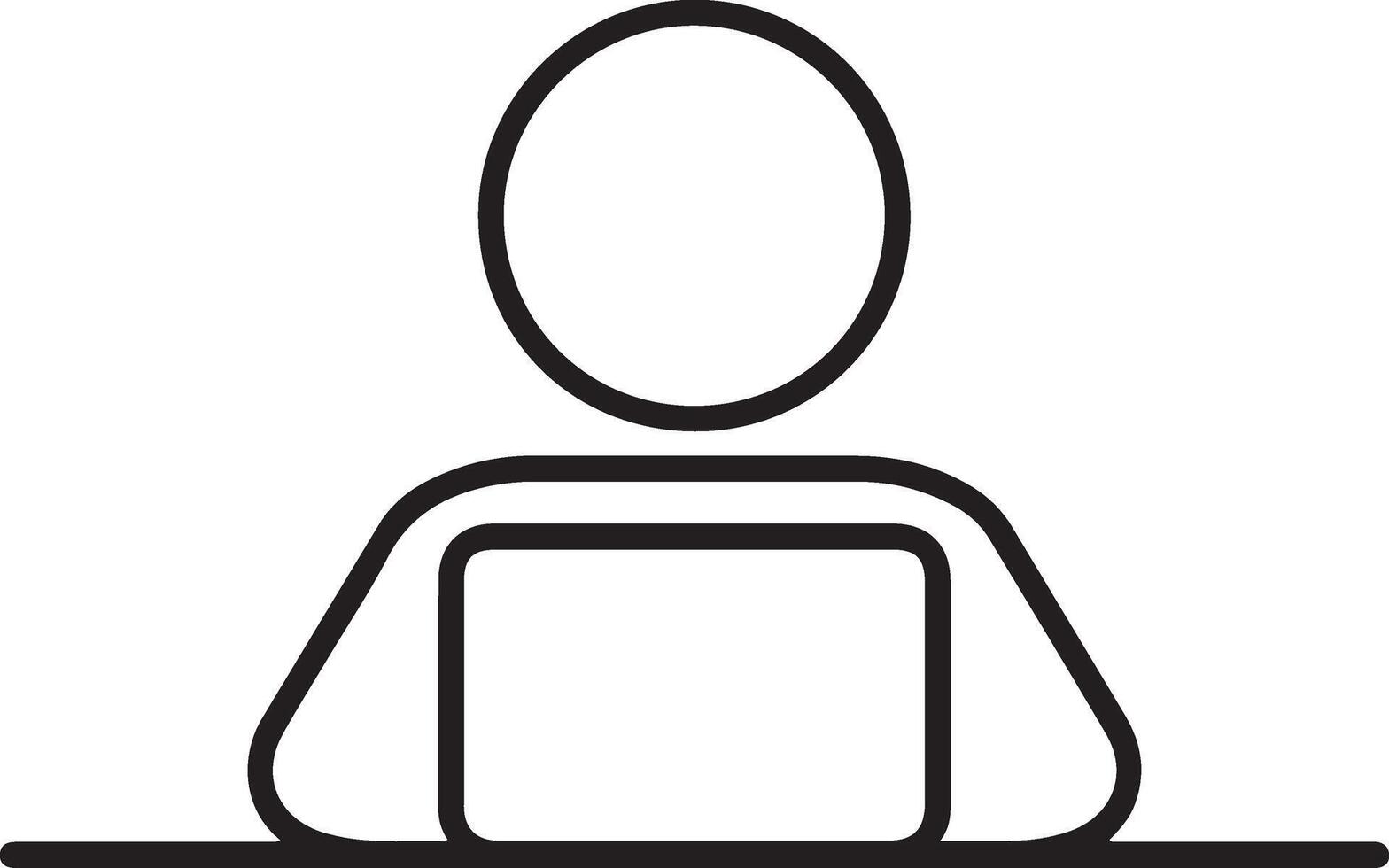 sencillo icono de un persona utilizando un ordenador portátil computadora vector