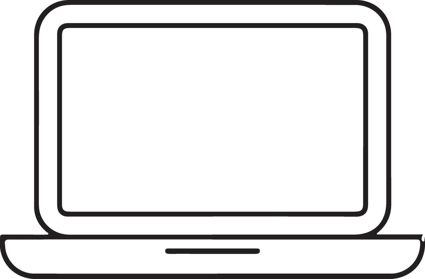 Simple outline of an open laptop computer vector