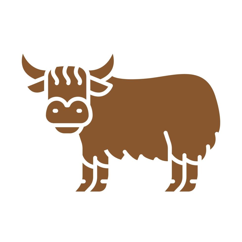 tibetan yak color flat icon for digital and print projects. vector