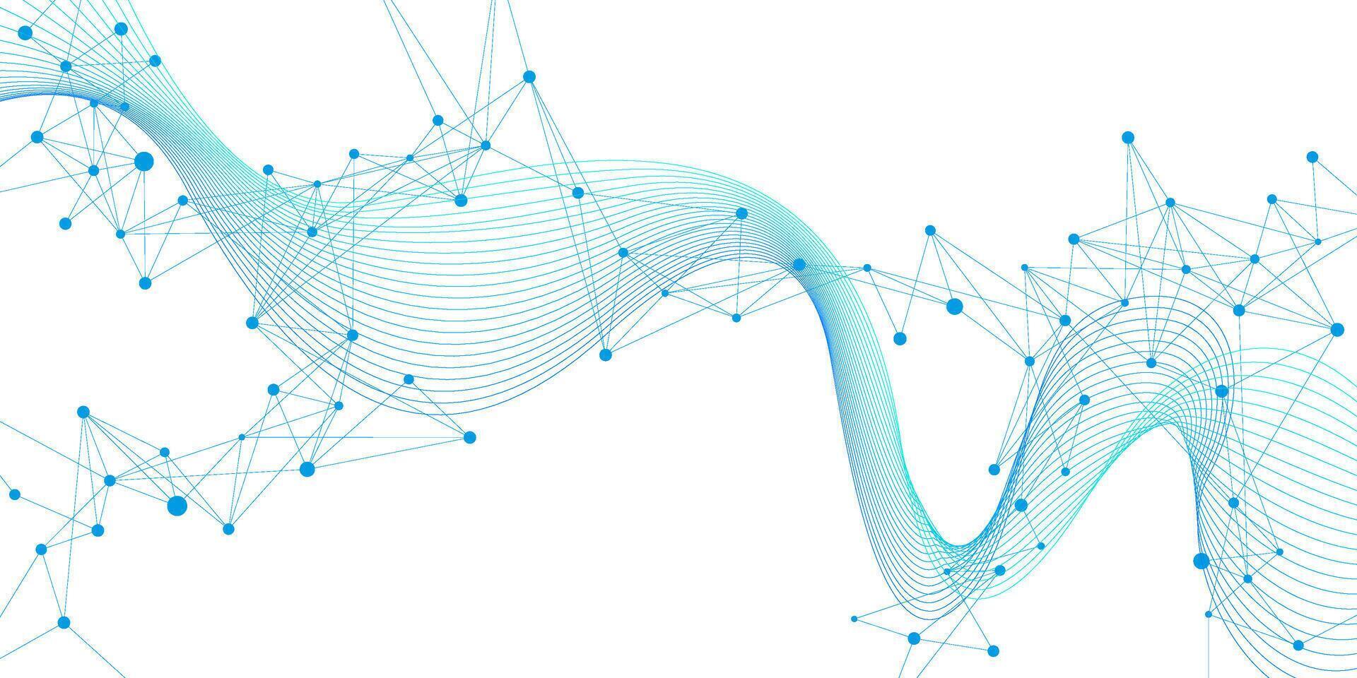 Abstract science and technology background with blue connecting dots and lines. Futuristic communication, chemistry, and neurons. vector