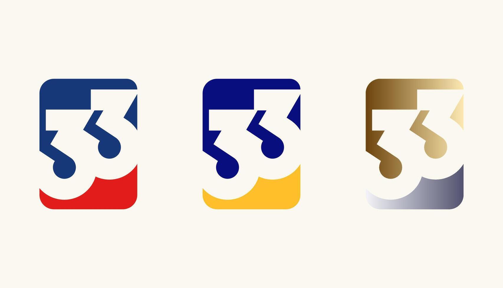 Collection of Card Design Number Anniversary 33th, 33th Happy Anniversary with Rectangle or Square shape in multiple colour variation. vector