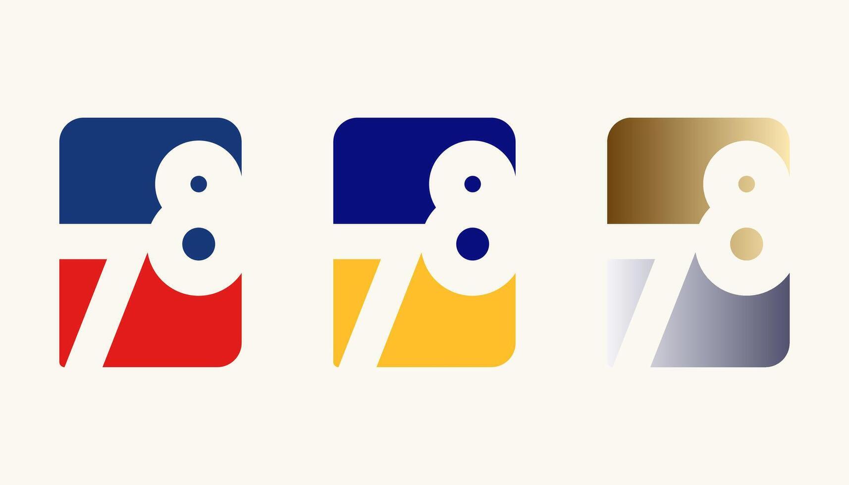 Collection of Card Design Number Anniversary 78th, 78th Happy Anniversary with Rectangle or Square shape in multiple colour variation. vector