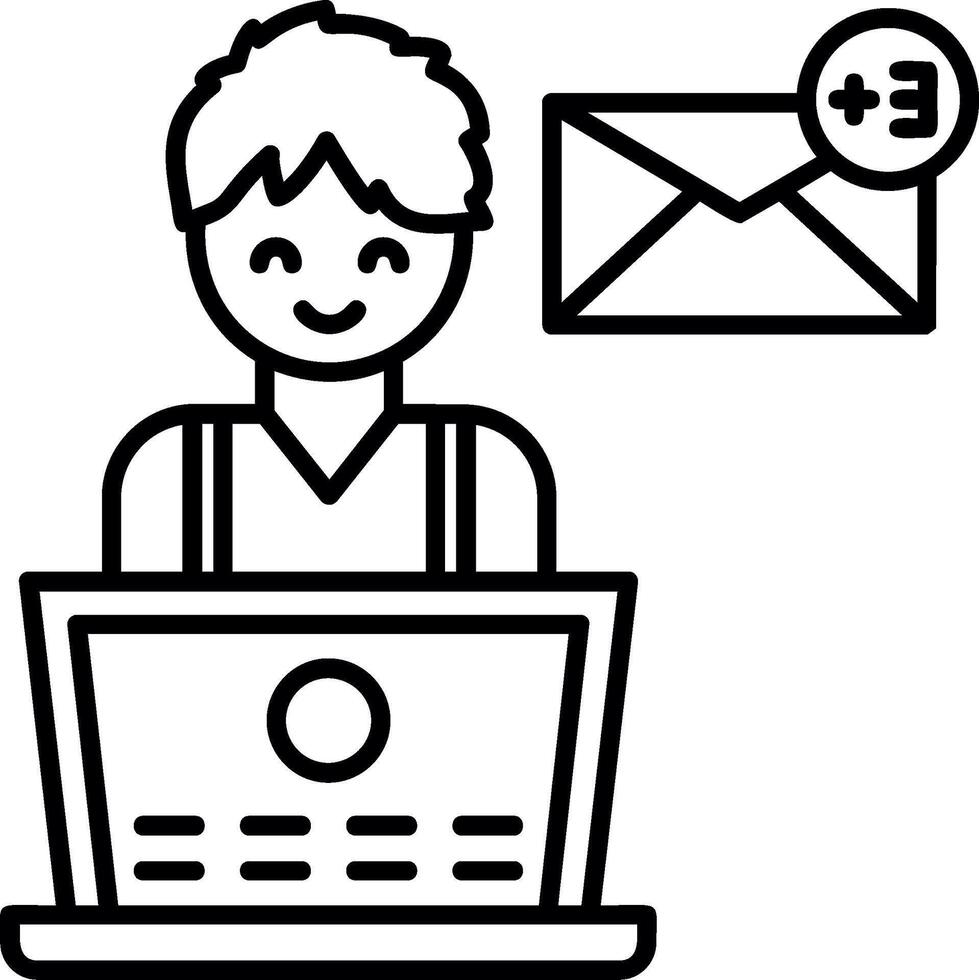 Message Notification Outline Style Icon vector