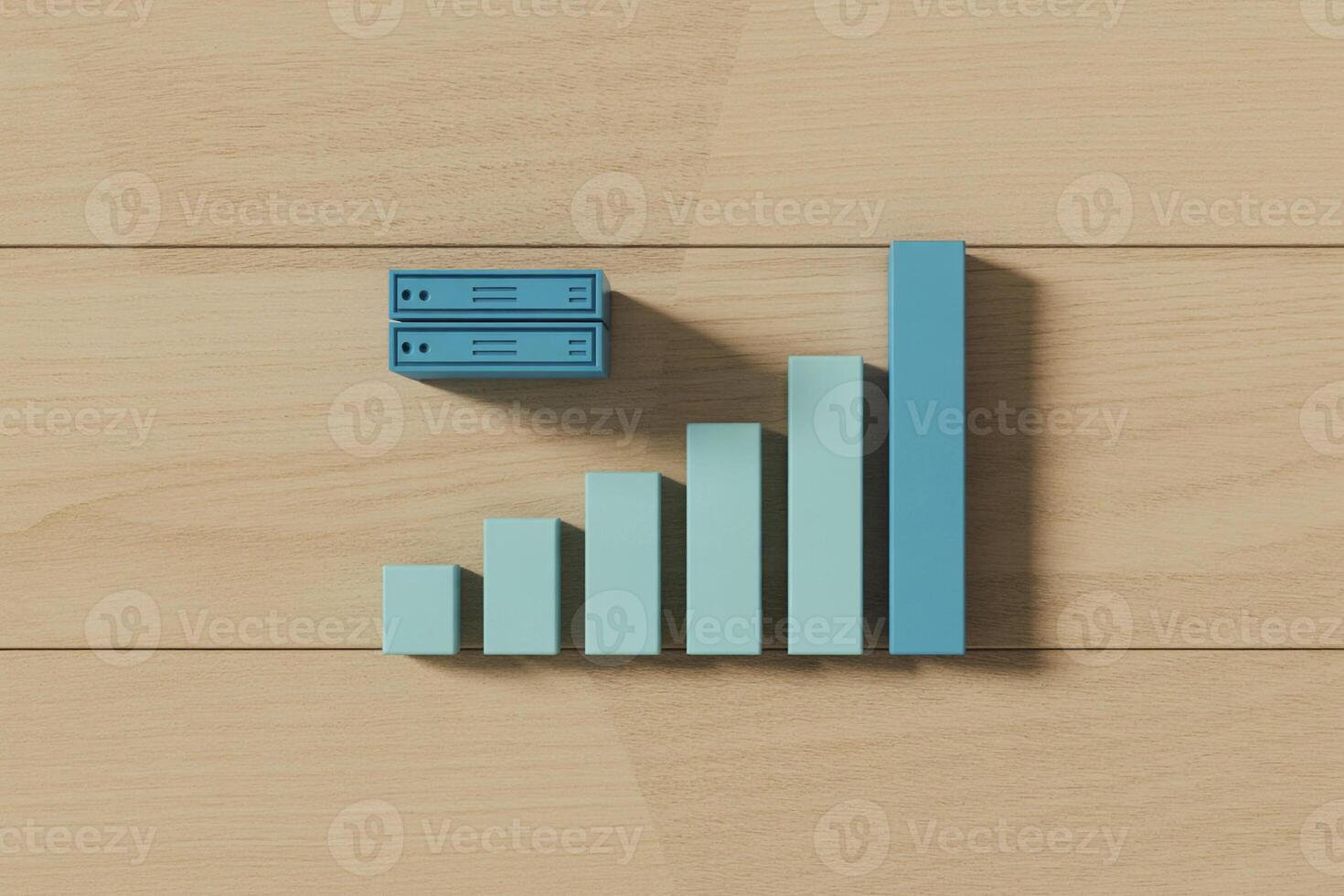 Server Data Center Showing Exponential Growth on Wooden Tabletop - Concept of Big Data, Technology Progress and Success photo