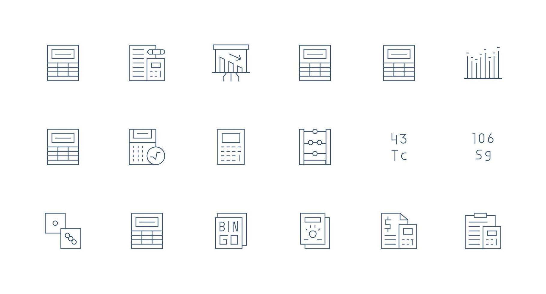 18 Icons for Numbers in Minimal Line Format Outline Icon Pack vector