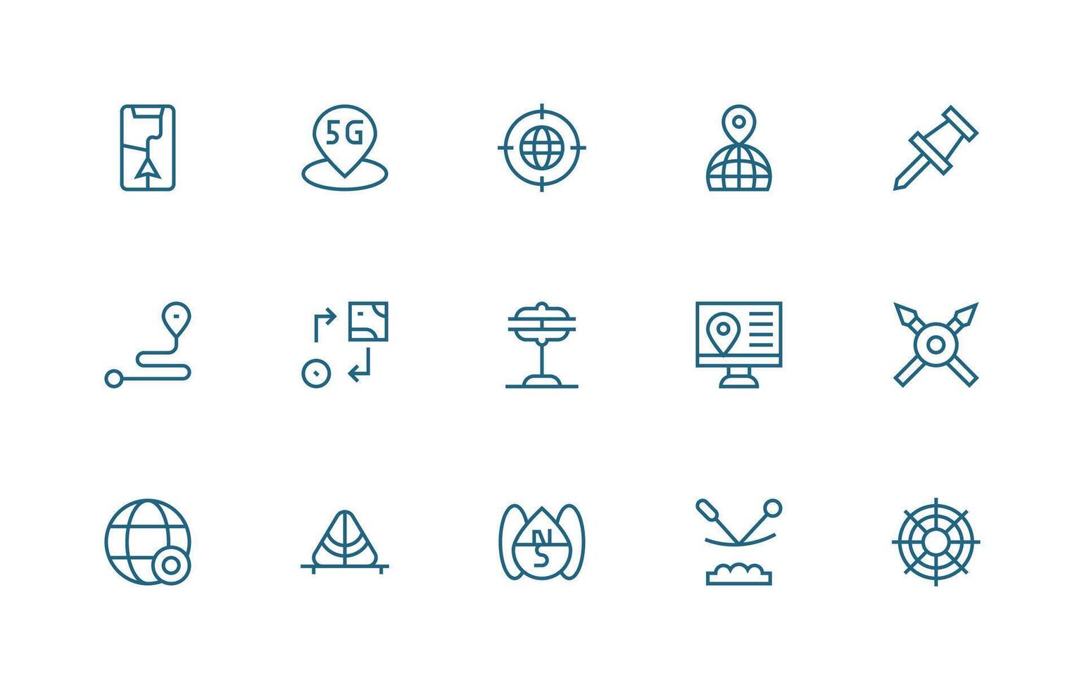 Positioning Icon Collection with 15 Regular Line Designs Dashboard Icon Series vector
