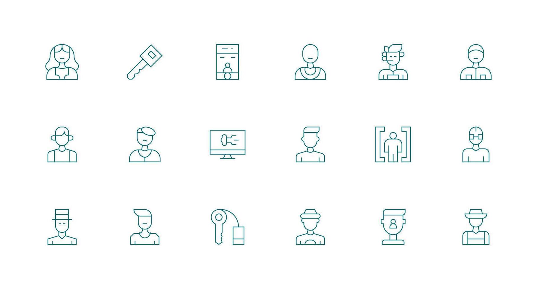 iniciar sesión diseño íconos presentando 18 en mínimo línea estilo icono conjunto para web vector