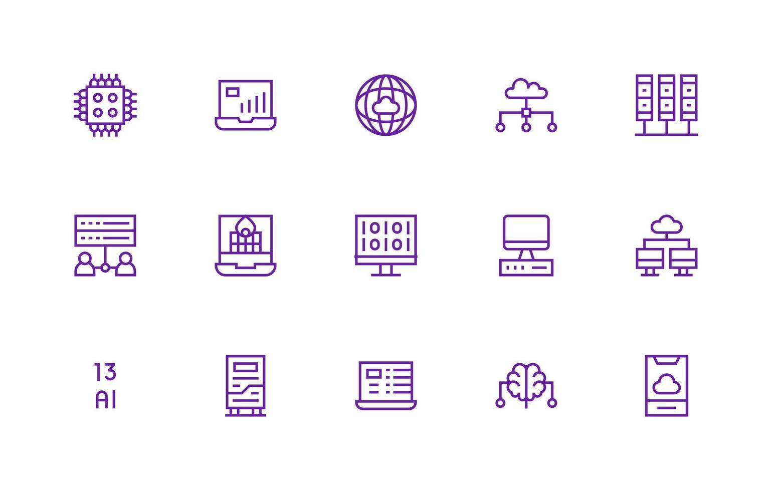 Computing Visual Pack containing 15 Regular Line Icons Outline Icon Pack vector