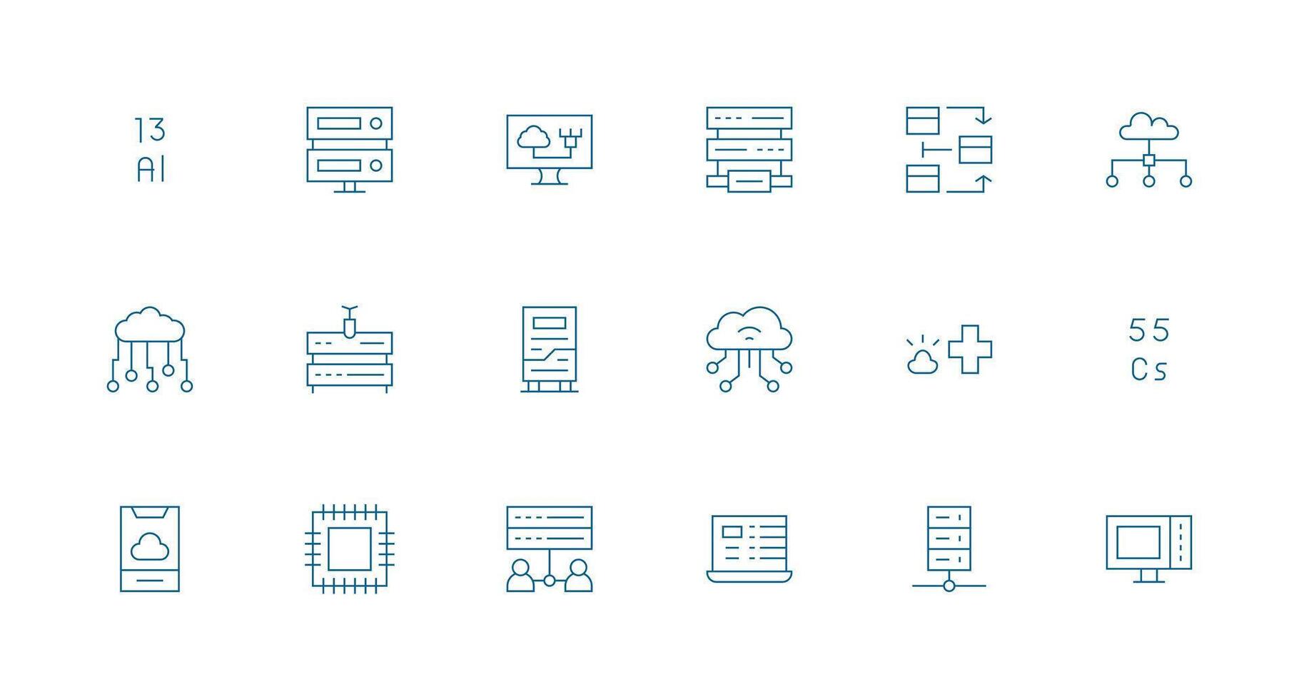 Computing Visual Pack containing 18 Minimal Line Icons Minimal Icon Pack vector