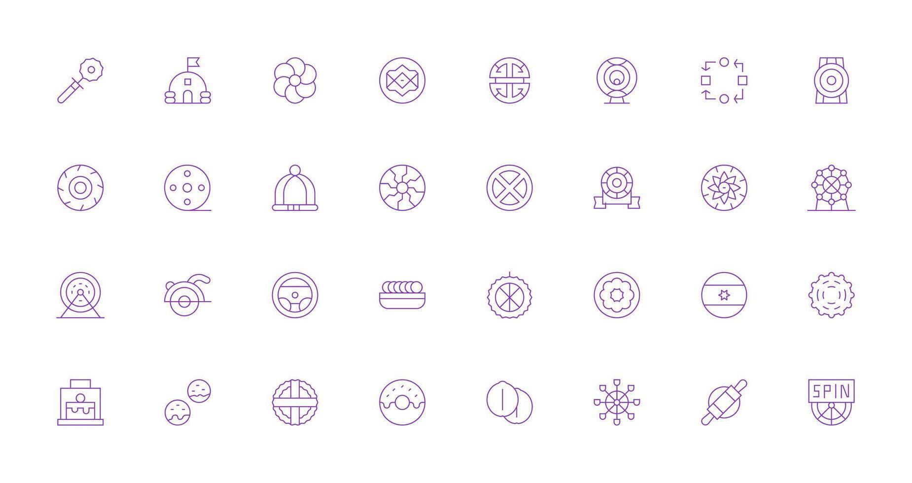 32 Icons for Circular in Thin Line Format Layout Icon Collection vector