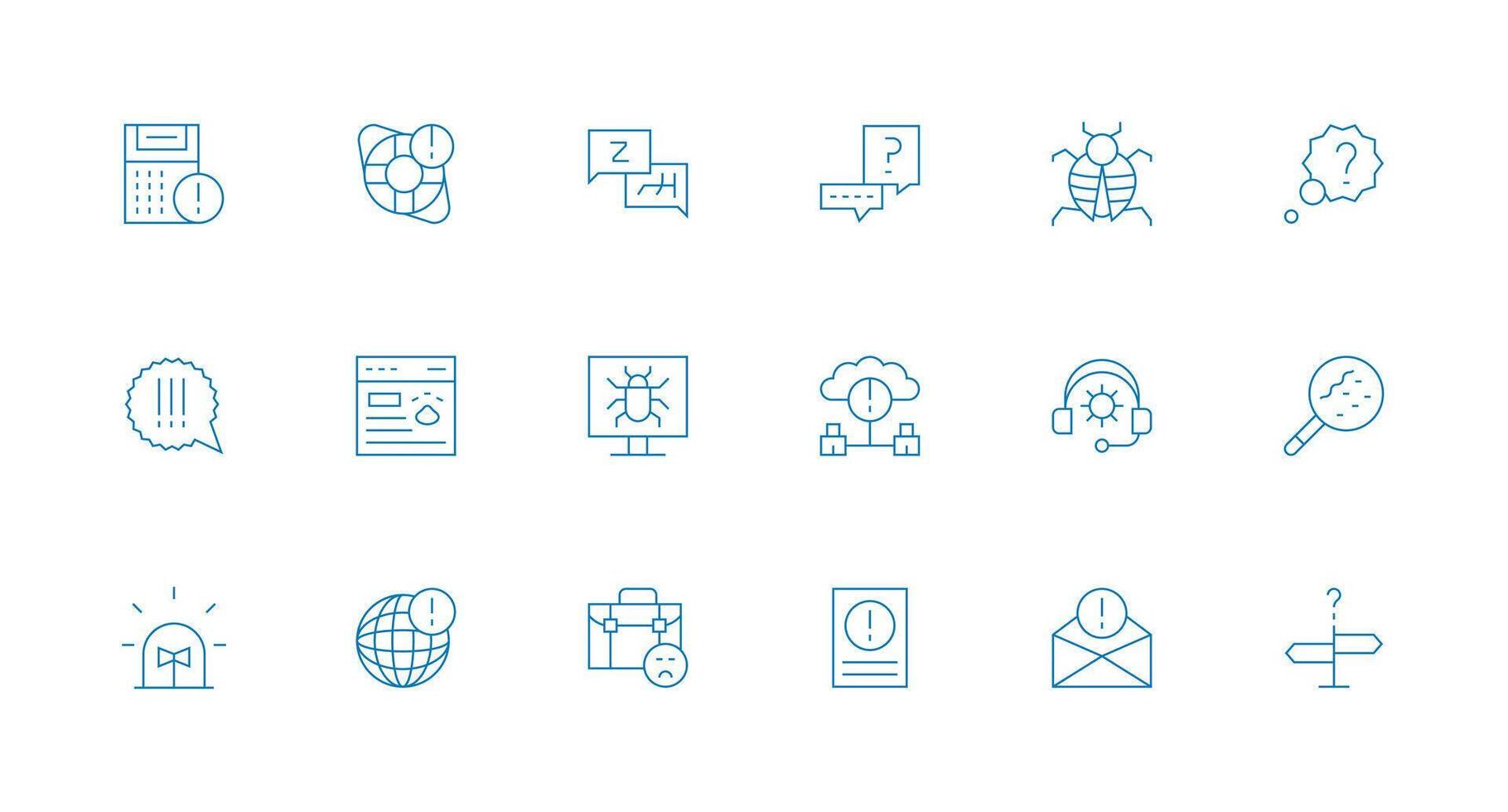 Minimal Line Icons from Problem Set with 18 Vectors All Device Compatible Icon Set