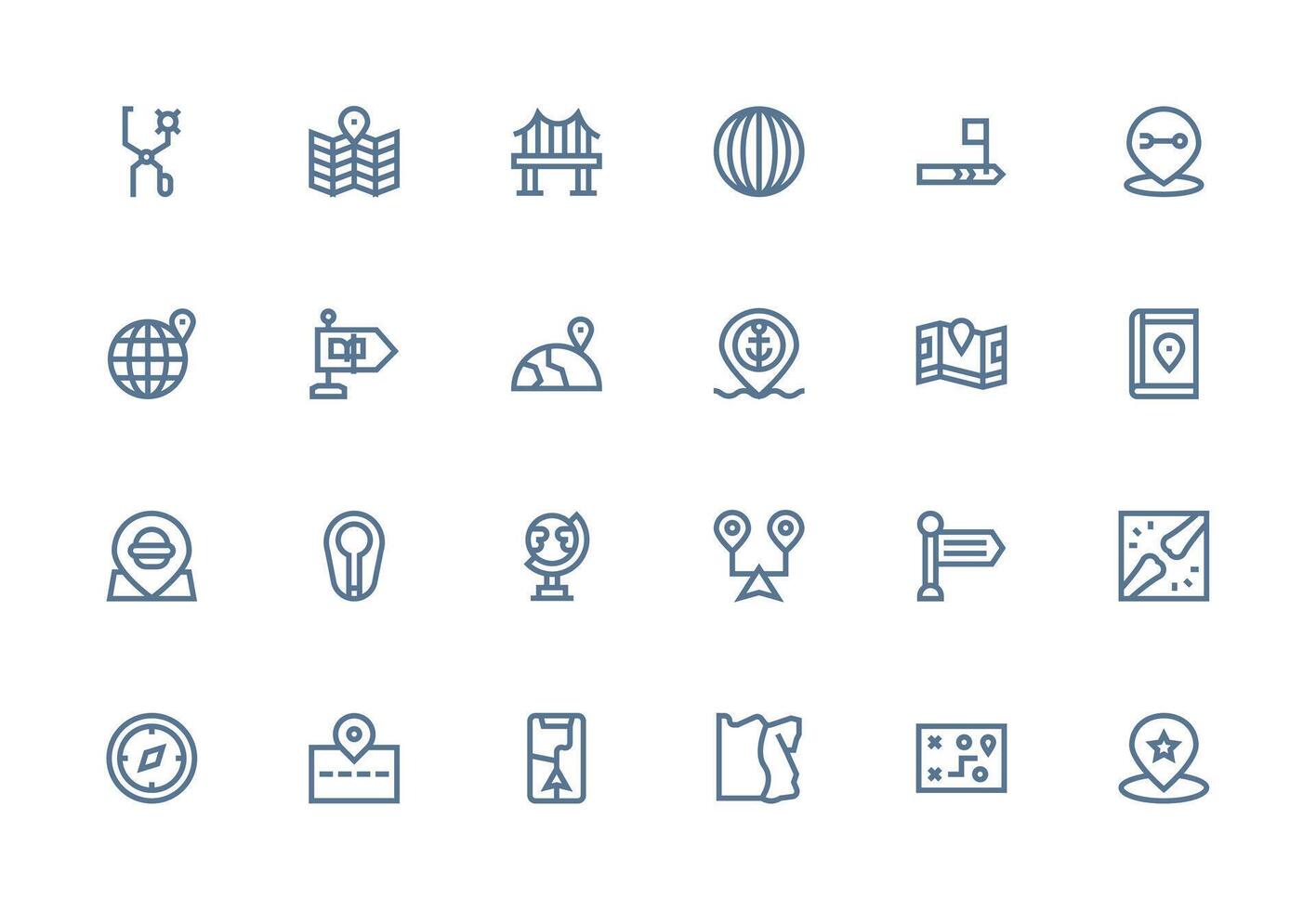 24 Thick Line Line Icons for Map Graphics Clean Icon Collection for Web Use vector