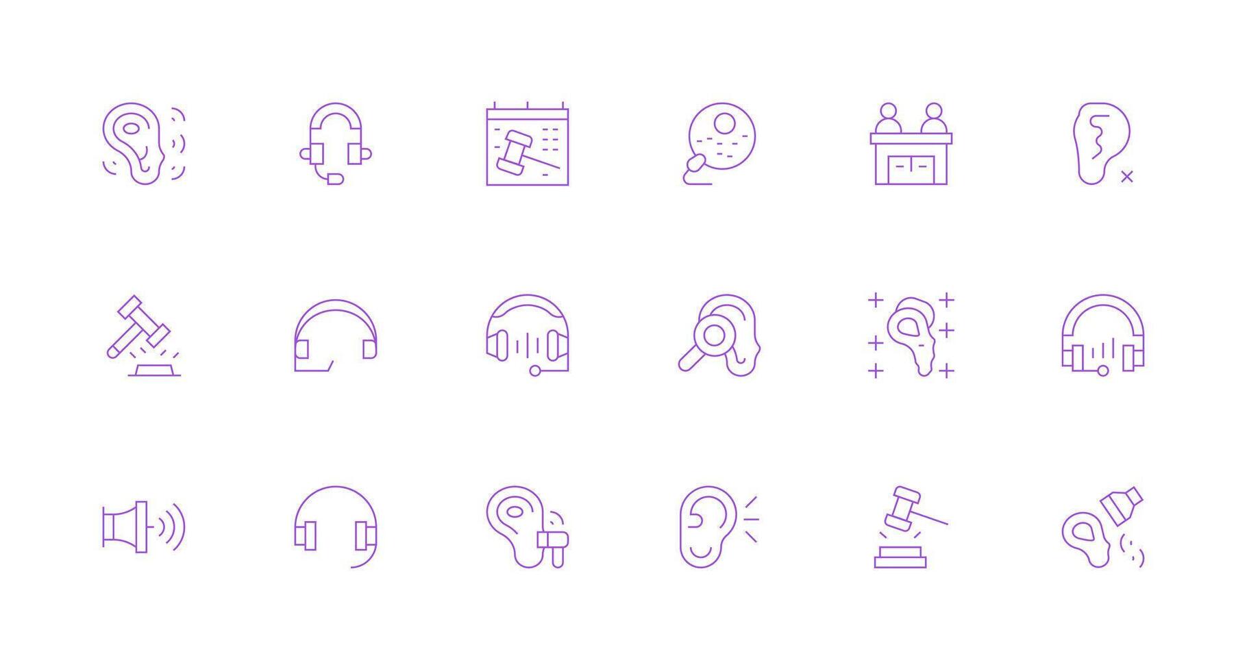 18 Minimal Line Style Icons from Hearing Collection UI Icon Set vector