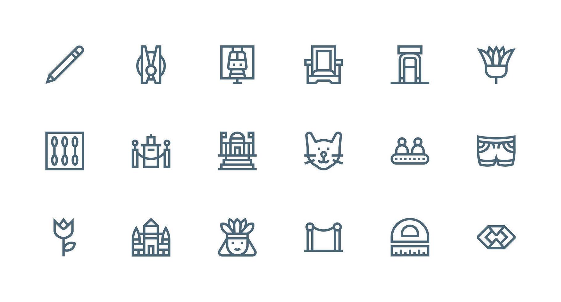 Line Icon Set with 18 Strong Stroke Line Graphics Multi-Purpose Icon Pack for Templates vector