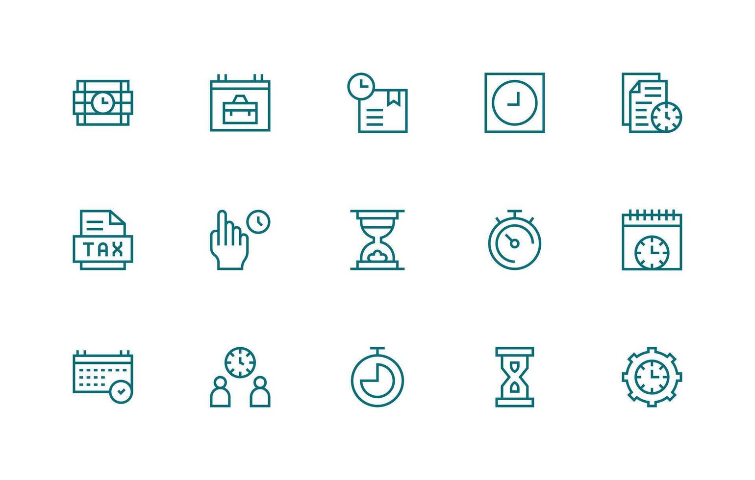 15 Icons for Deadline in Regular Line Format Clear and Concise Icon Set Collection vector