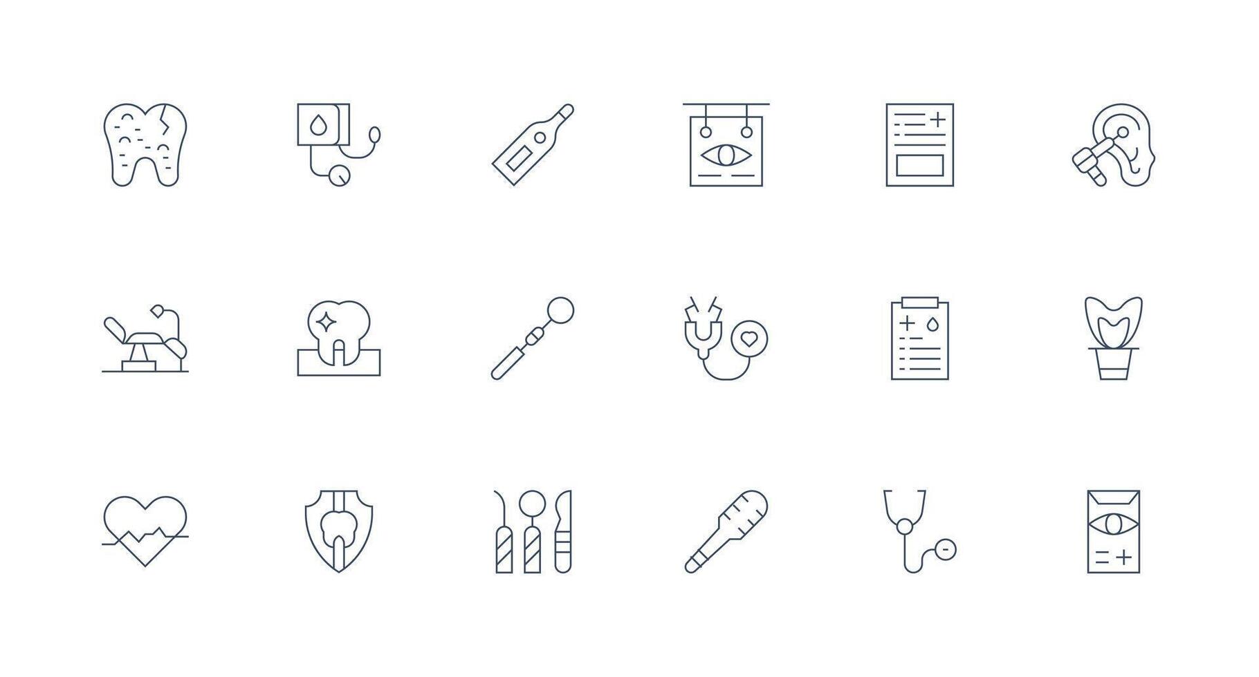 Checkup including 18 Minimal Line Illustrations Scalable Icons for Cross-Platform Interfaces vector