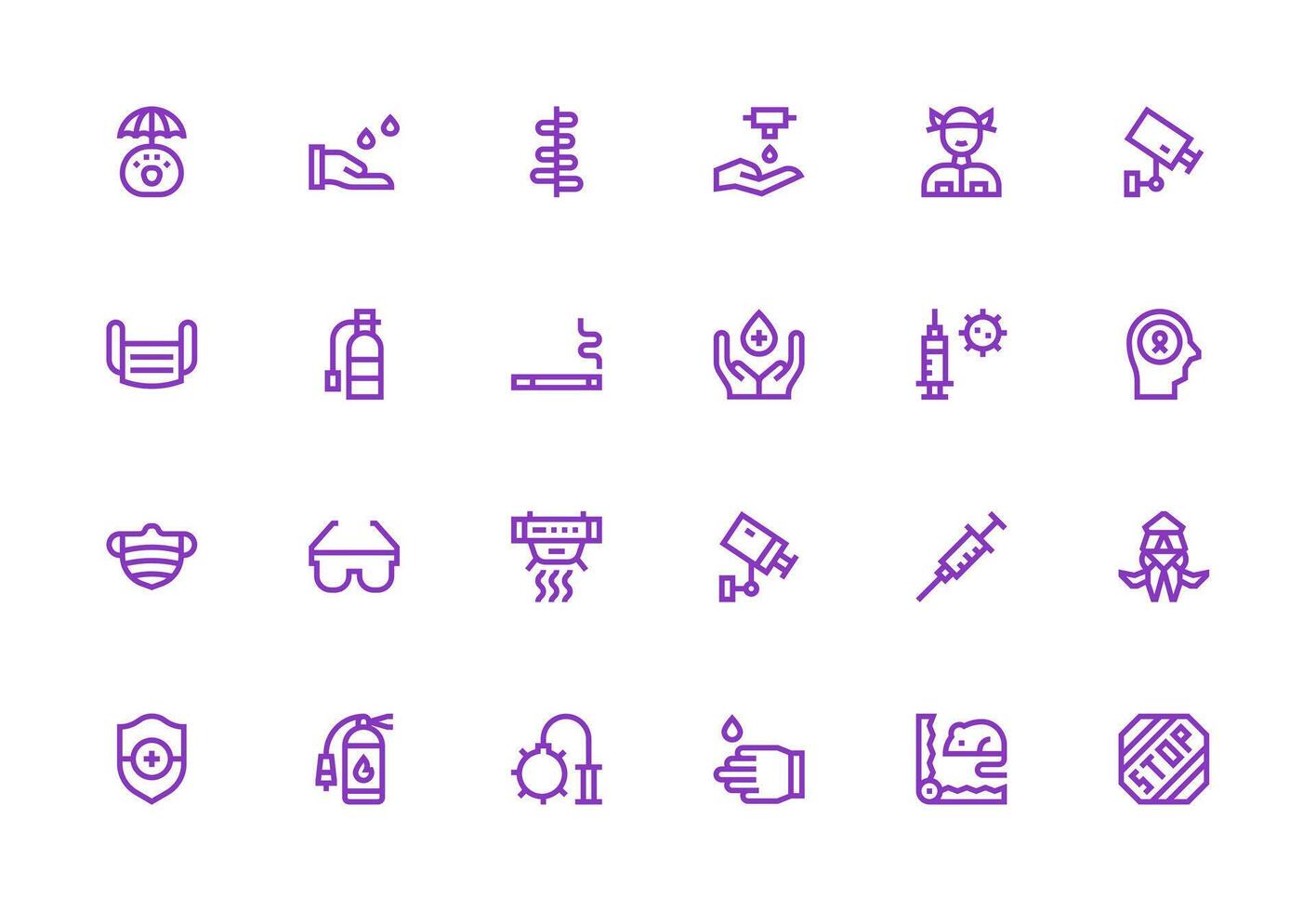Prevention Icon Set with 24 Thick Line Line Graphics Icons Built for Visual Consistency Pack vector