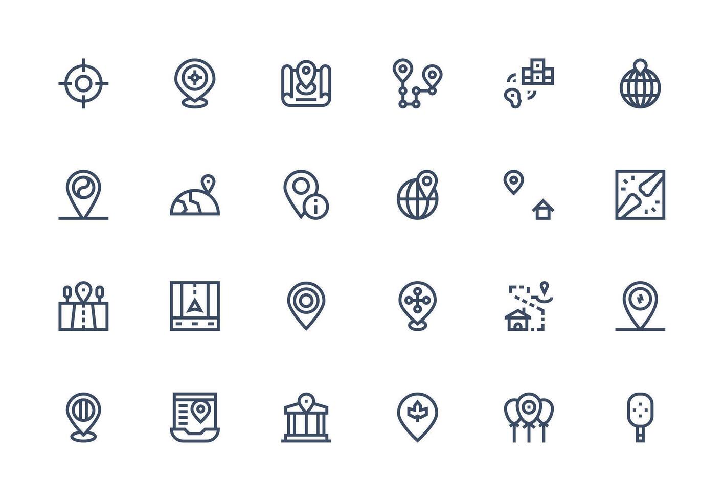 Coordinates Design Icons featuring 24 in Thick Line Line Style User Interface Icons for Digital Products vector
