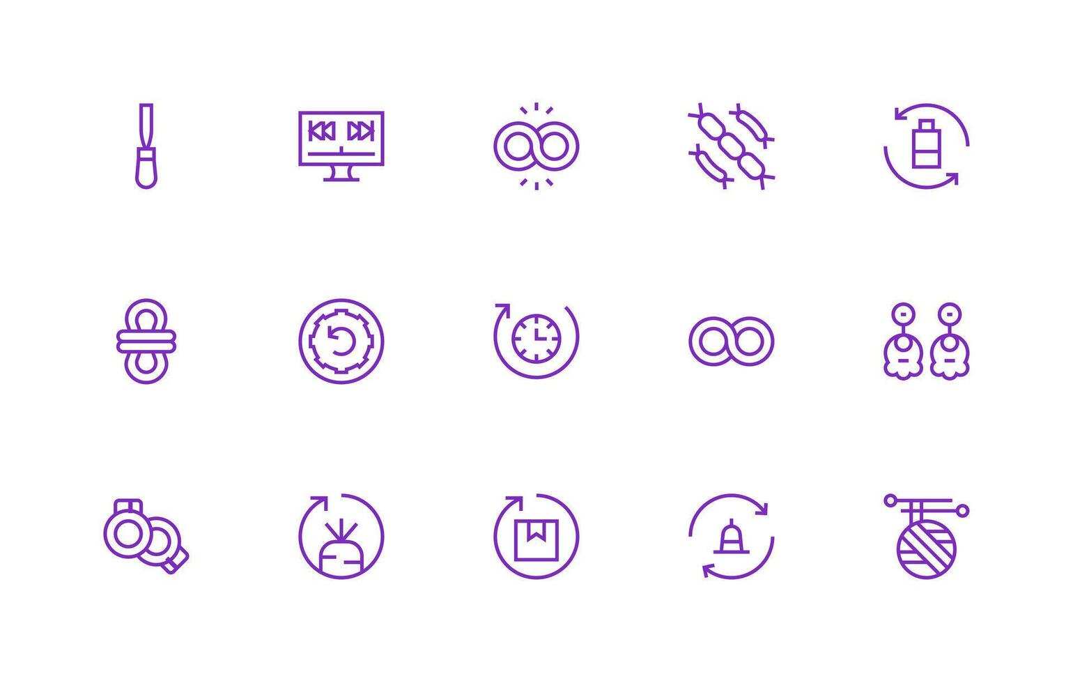Regular Line Icons from Loop Set with 15 Vectors Minimal Icon Set for Interface Projects
