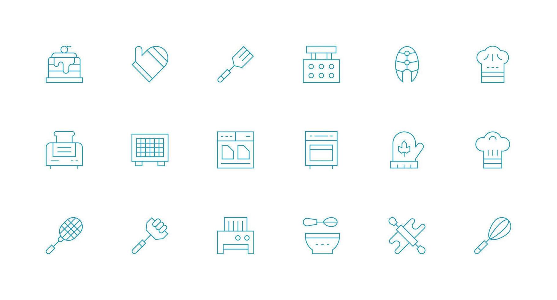 Bake including 18 Minimal Line Illustrations Neatly Designed Icons for Web Platforms vector