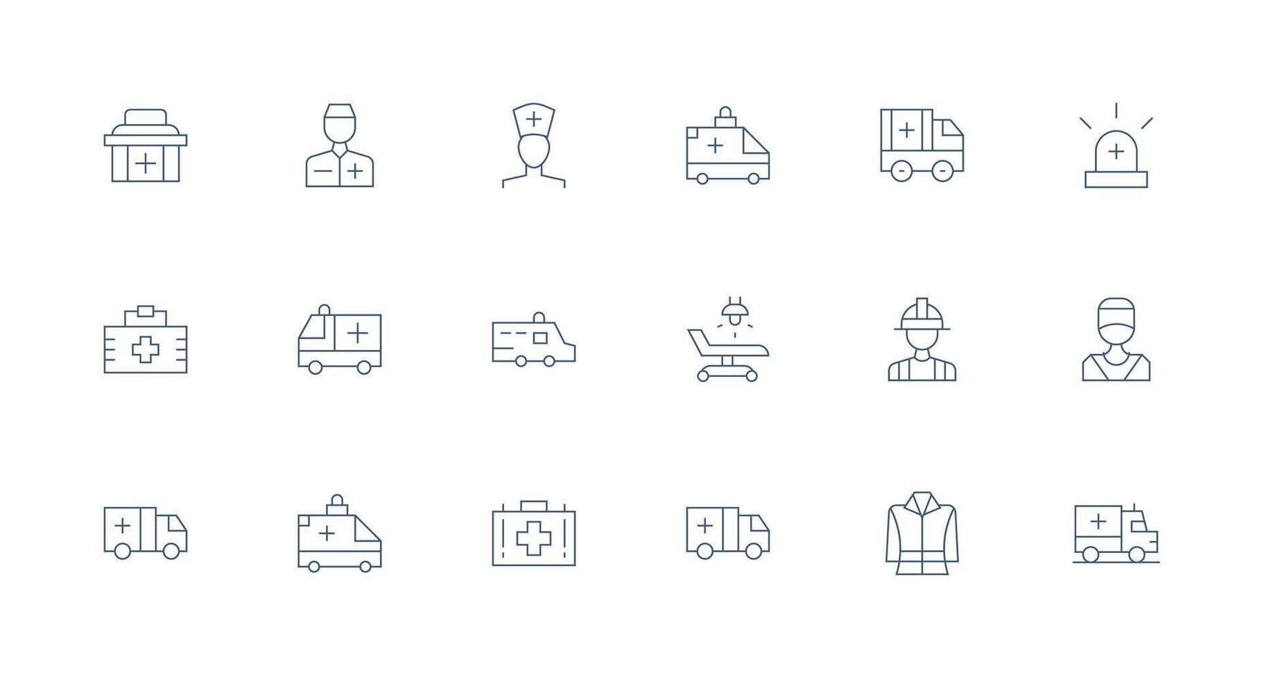 18 Minimal Line Style Icons from Paramedic Collection Scalable Icons for Cross-Platform Interfaces vector