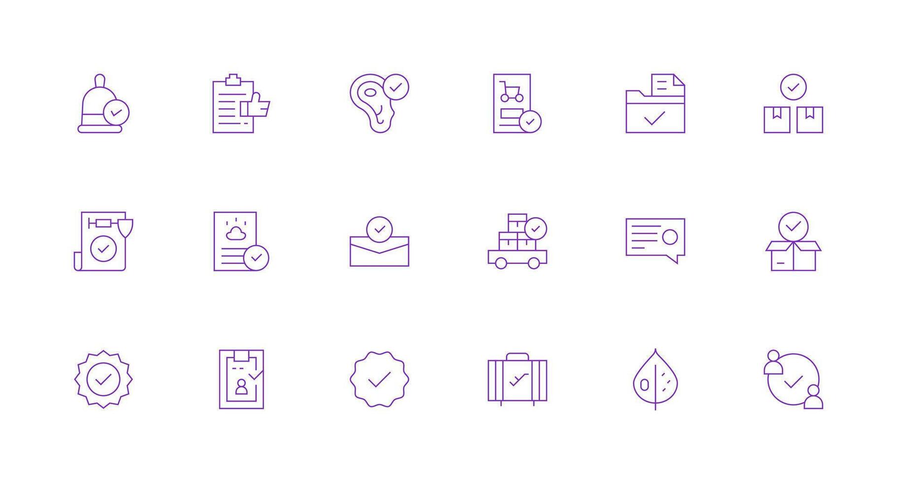 18 Icons for Accepted in Minimal Line Format User Interface Icons for Digital Products vector