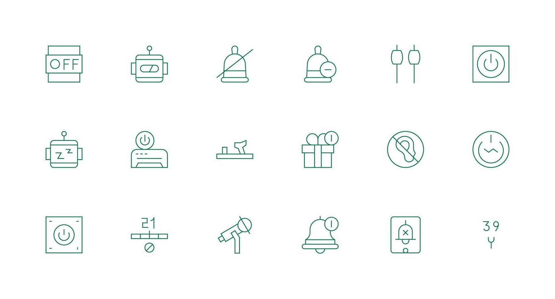 Off Set with 18 Minimal Line Icons Clear and Concise Icon Set Collection vector