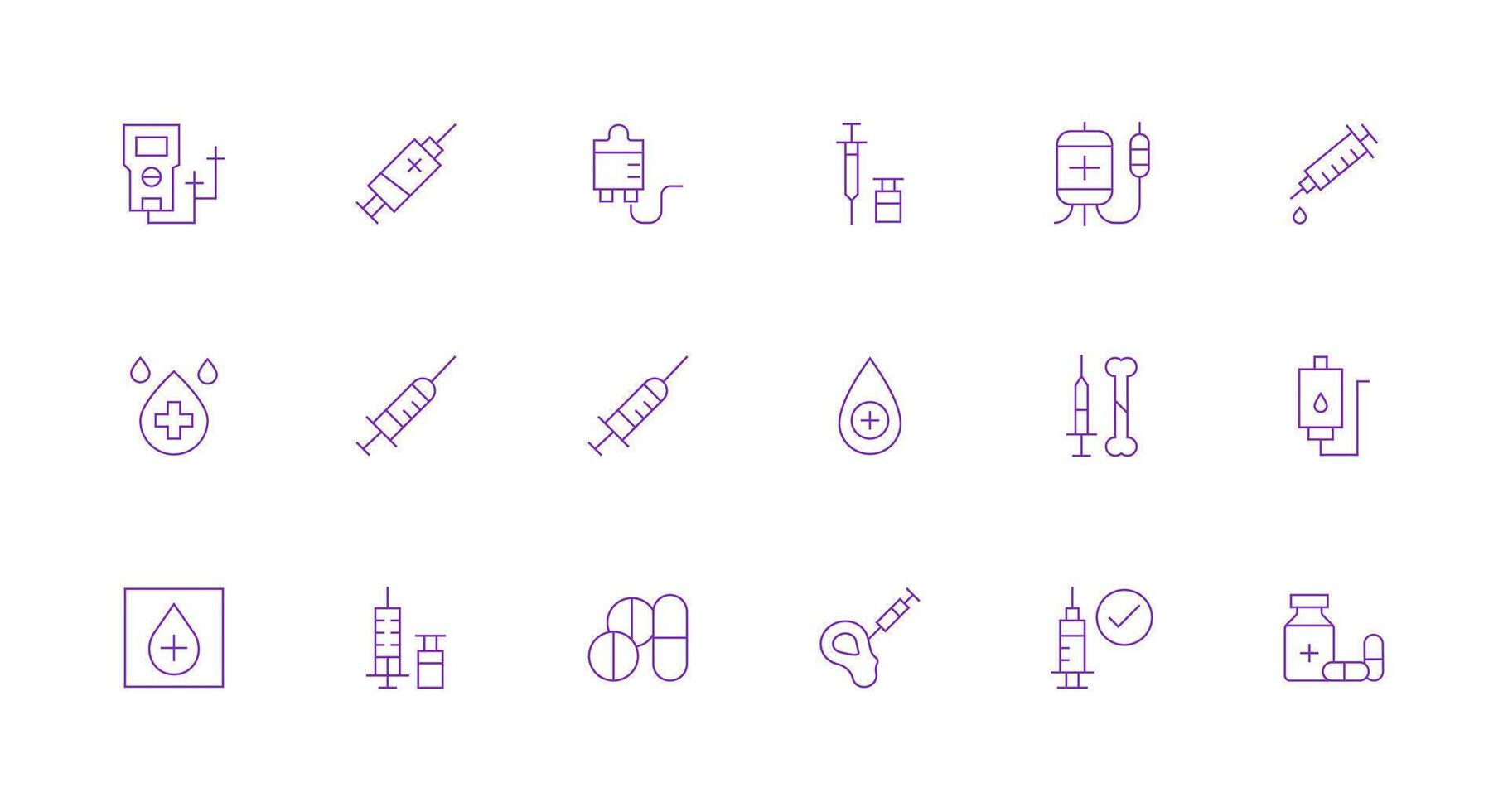 Minimal Line Style Injection Icons with 18 Vectors Style Icon Set