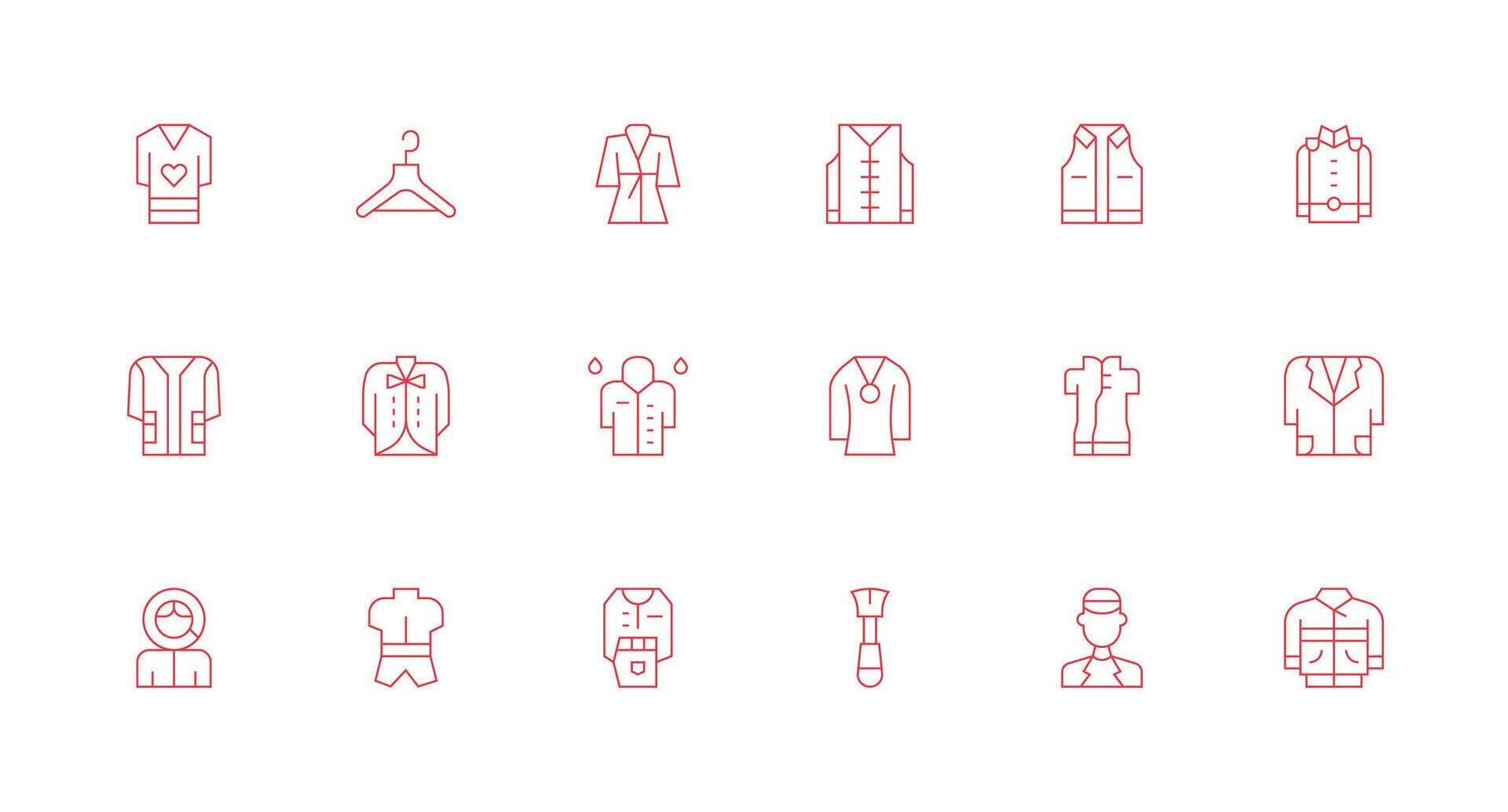 Jacket featuring 18 Icons in Minimal Line Design Reusable Icon Set vector