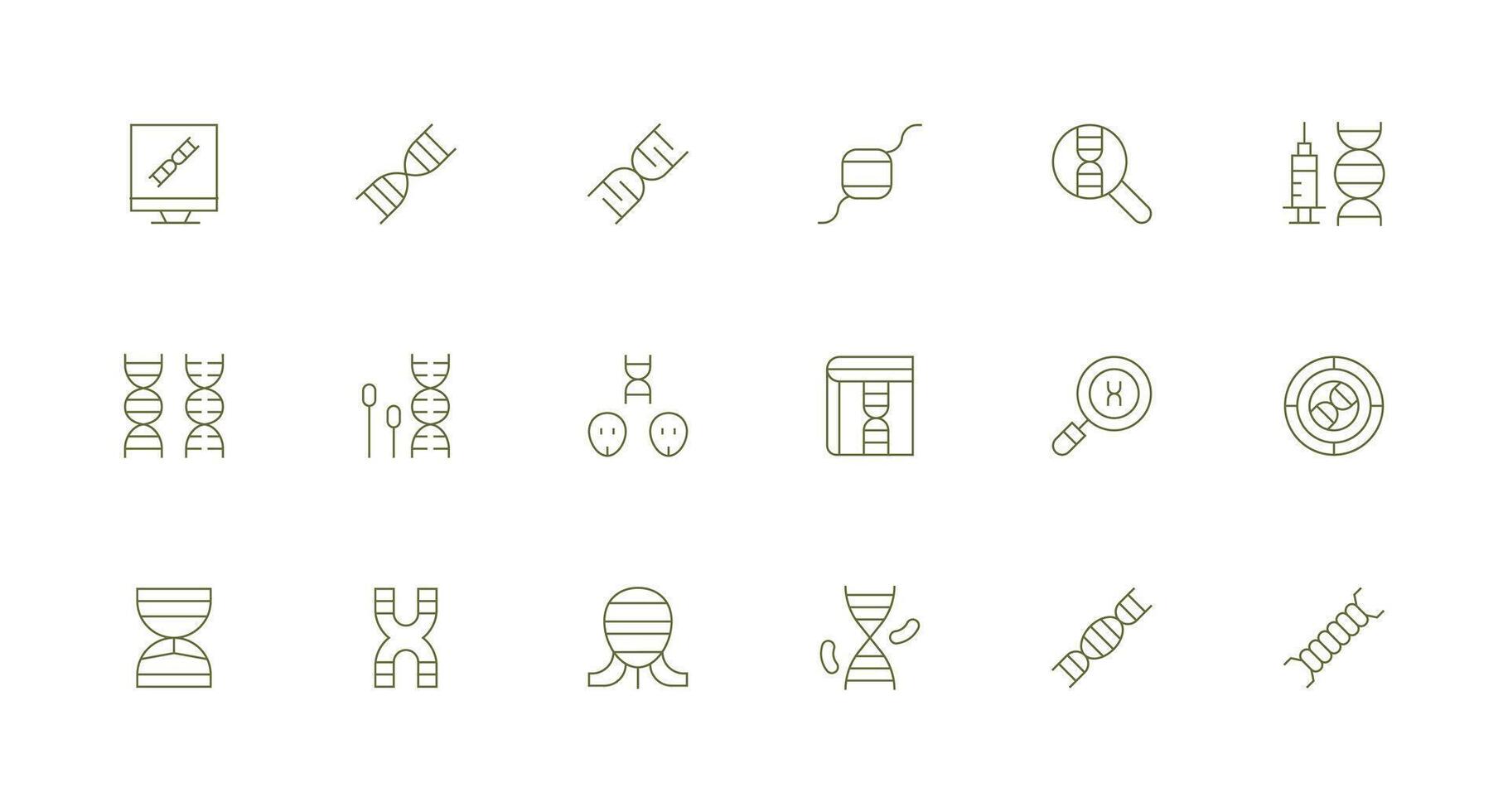 18 Icons for Chromosome in Minimal Line Format Scalable Icons for Cross-Platform Interfaces vector