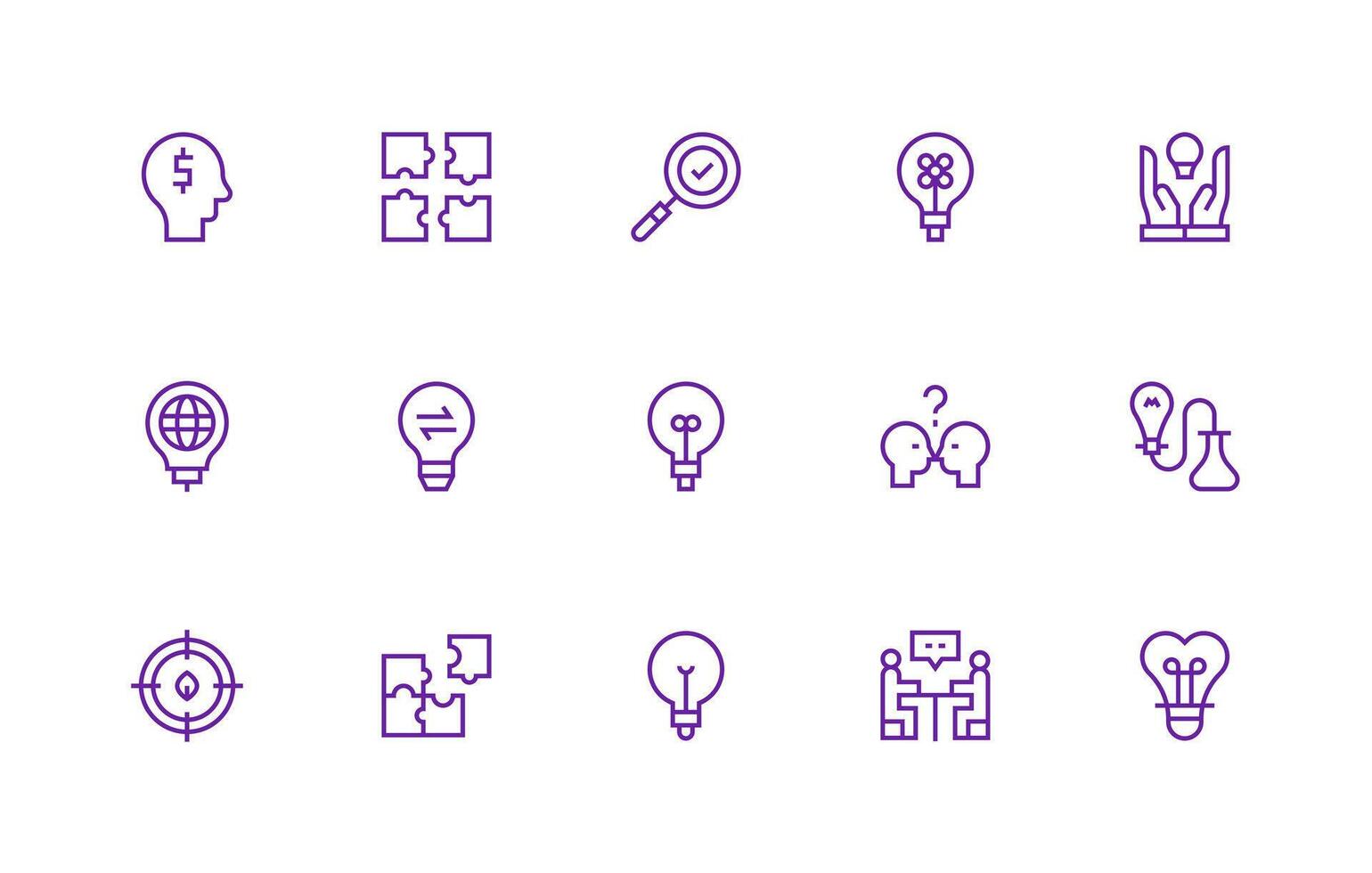 15 ProblemSolving Icons in Regular Line Aesthetic Sharp Icons for Presentations vector