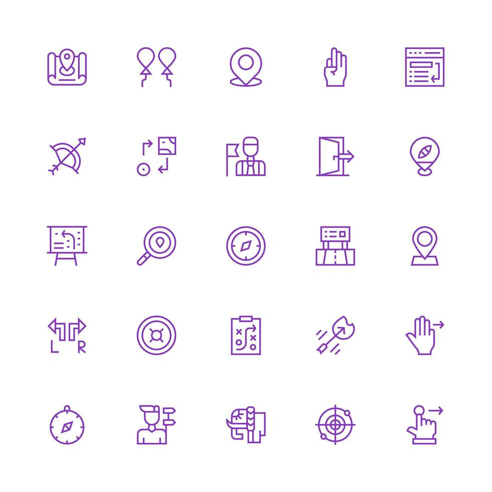 Direction Icon Set with 25 Medium Stroke Outline Graphics Reusable Icon Set vector