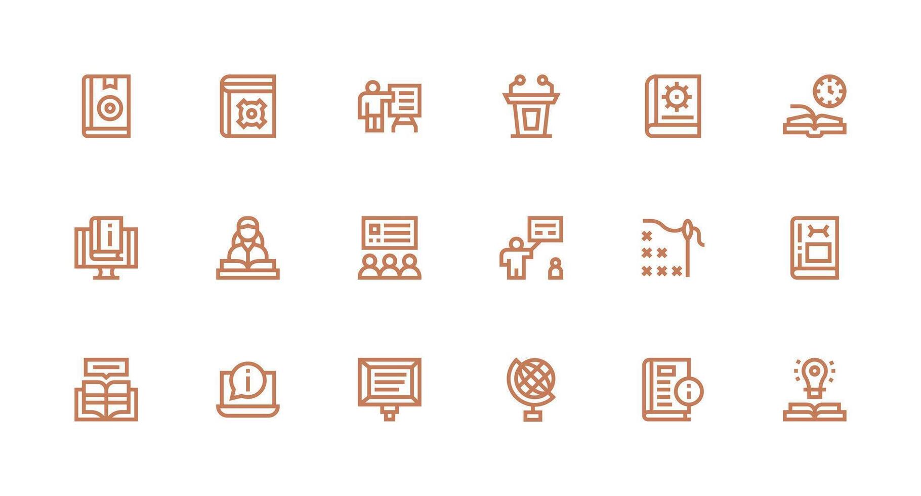 Tutorial Icon Collection with 18 Strong Stroke Line Designs Interface Icon Collection vector